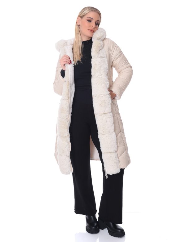 Μπουφάν-γούνα διπλής όψεως με κουκούλα